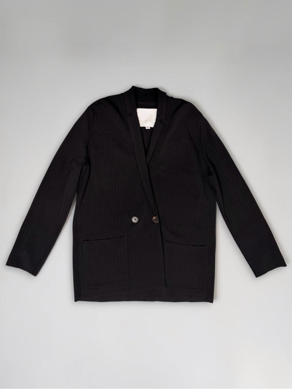 Molli Knit Striped Blazer Two Button Jacket Black